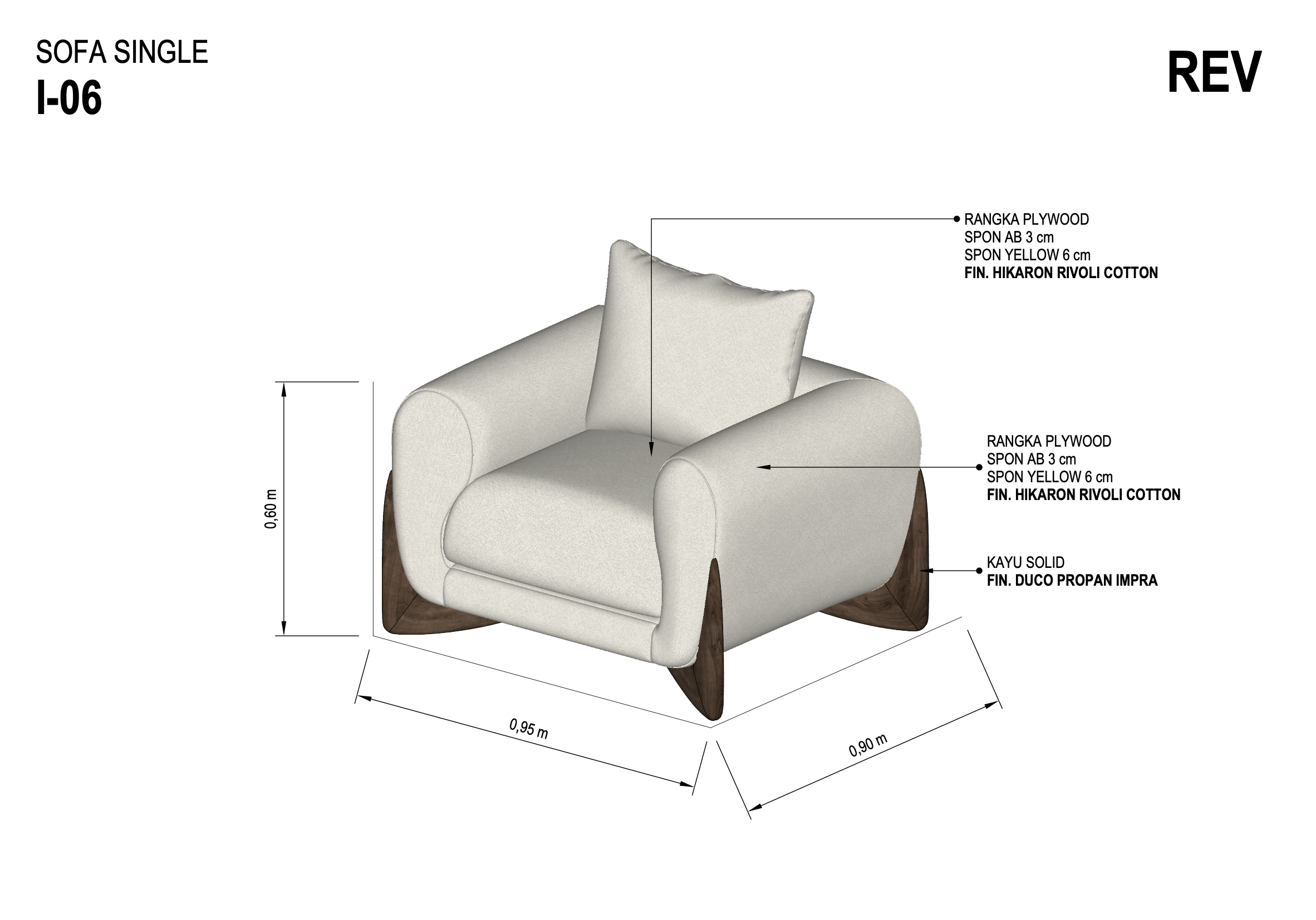 Contoh gambar kerja Sofa Single I-06